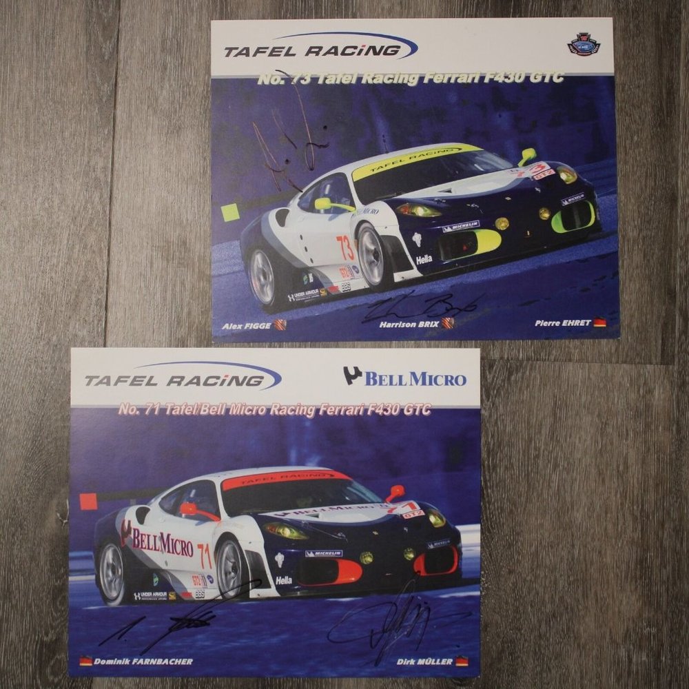 Tafel Bell Micro Racing Ferrari F430 GTC 2 Team Cards 2008 Signed